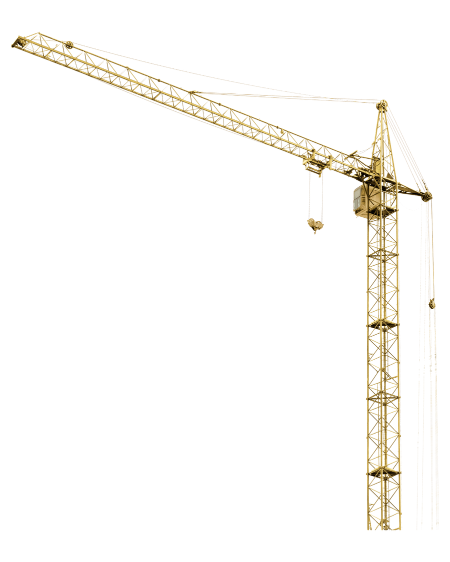 Gold tower crane on a Hock Construction commercial jobsite